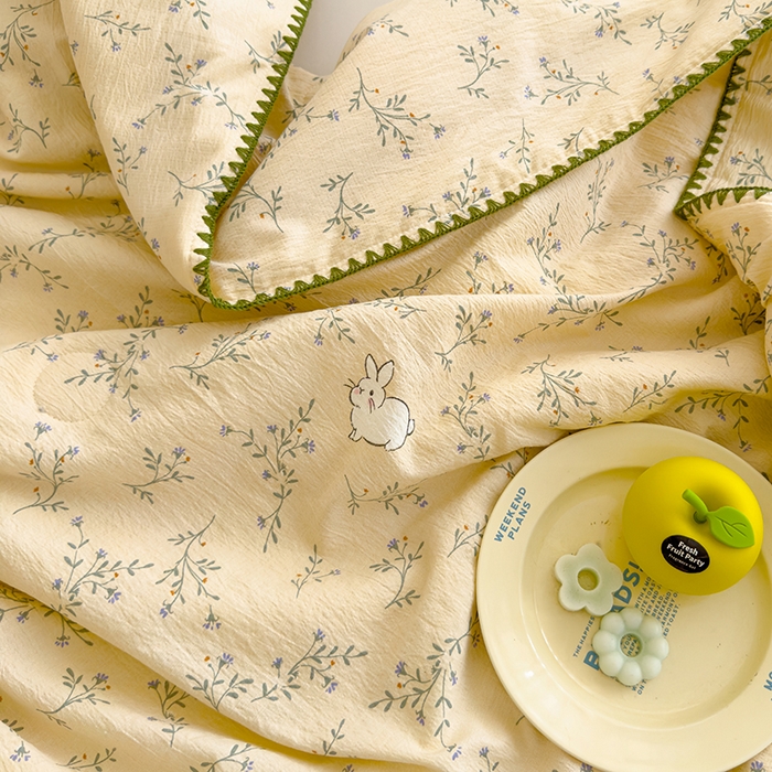 91家纺网 家纺一手货源 找家纺 星巴k家纺 2025新款贝壳绣三角针花边工艺款贝壳边夏被夏凉被空调被四件套【可提供买家秀】 森田小兔