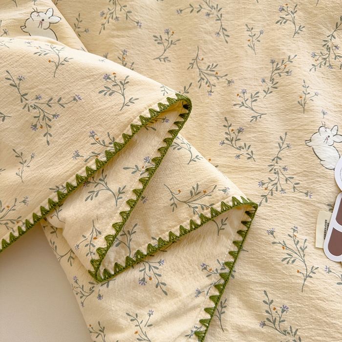 91家纺网 家纺一手货源 找家纺 星巴k家纺 2025新款贝壳绣三角针花边工艺款贝壳边夏被夏凉被空调被四件套【可提供买家秀】 森田小兔