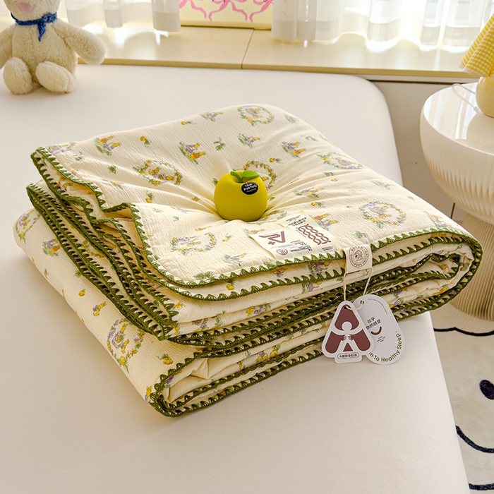 星巴k家纺 2025新款贝壳绣三角针花边工艺款贝壳边夏被夏凉被空调被四件套【可提供买家秀】 兔子欢喜