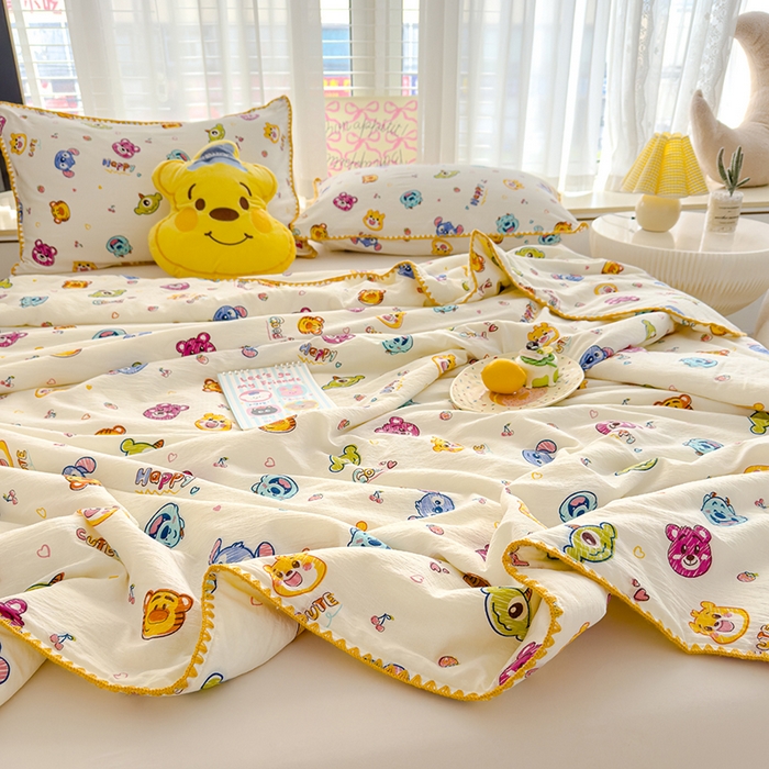 91家纺网 家纺一手货源 找家纺 星巴k家纺 2025新款贝壳绣三角针花边工艺款贝壳边夏被夏凉被空调被四件套【可提供买家秀】 维尼伙伴