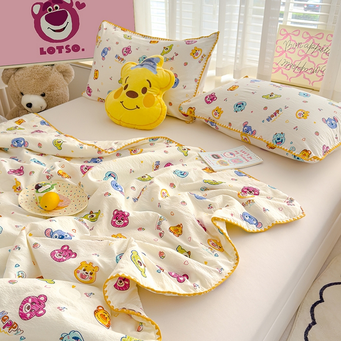 91家纺网 家纺一手货源 找家纺 星巴k家纺 2025新款贝壳绣三角针花边工艺款贝壳边夏被夏凉被空调被四件套【可提供买家秀】 维尼伙伴