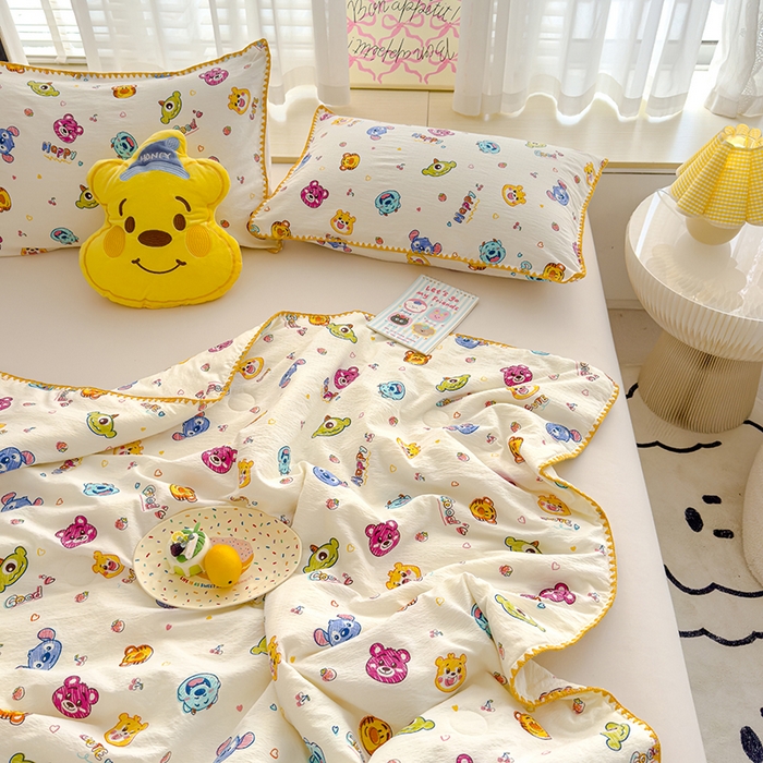 91家纺网 家纺一手货源 找家纺 星巴k家纺 2025新款贝壳绣三角针花边工艺款贝壳边夏被夏凉被空调被四件套【可提供买家秀】 维尼伙伴