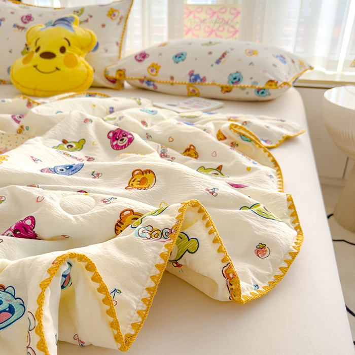 91家纺网 家纺一手货源 找家纺 星巴k家纺 2025新款贝壳绣三角针花边工艺款贝壳边夏被夏凉被空调被四件套【可提供买家秀】 维尼伙伴