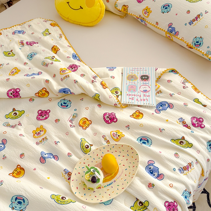 91家纺网 家纺一手货源 找家纺 星巴k家纺 2025新款贝壳绣三角针花边工艺款贝壳边夏被夏凉被空调被四件套【可提供买家秀】 维尼伙伴