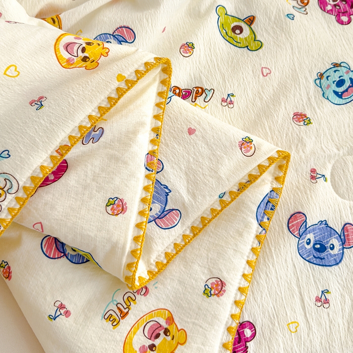 91家纺网 家纺一手货源 找家纺 星巴k家纺 2025新款贝壳绣三角针花边工艺款贝壳边夏被夏凉被空调被四件套【可提供买家秀】 维尼伙伴