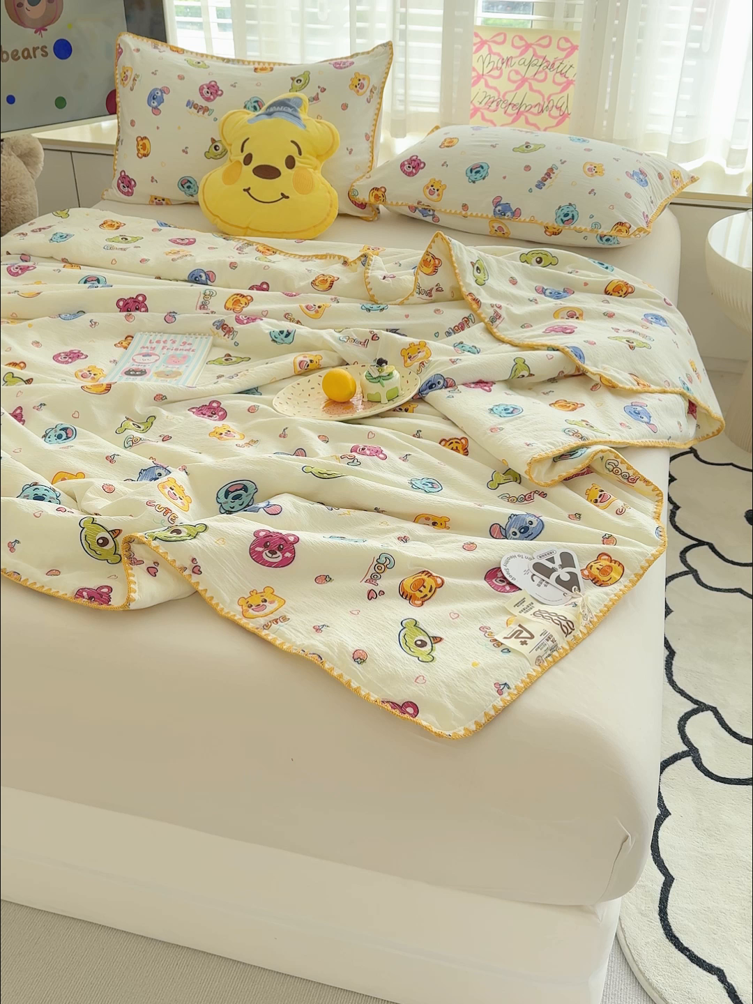 91家纺网 家纺一手货源 找家纺 星巴k家纺 2025新款贝壳绣三角针花边工艺款贝壳边夏被夏凉被空调被四件套【可提供买家秀】 维尼伙伴