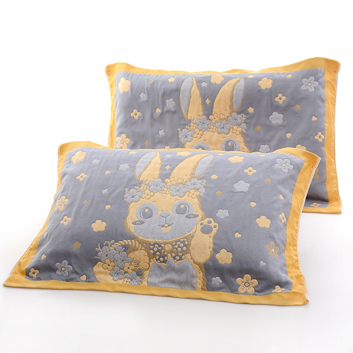 彩虹毛巾2025新款直播跑量卡通枕巾三层纱布枕巾纯棉盖巾枕头巾隔脏枕套提花色织枕巾一对装 卡通风16