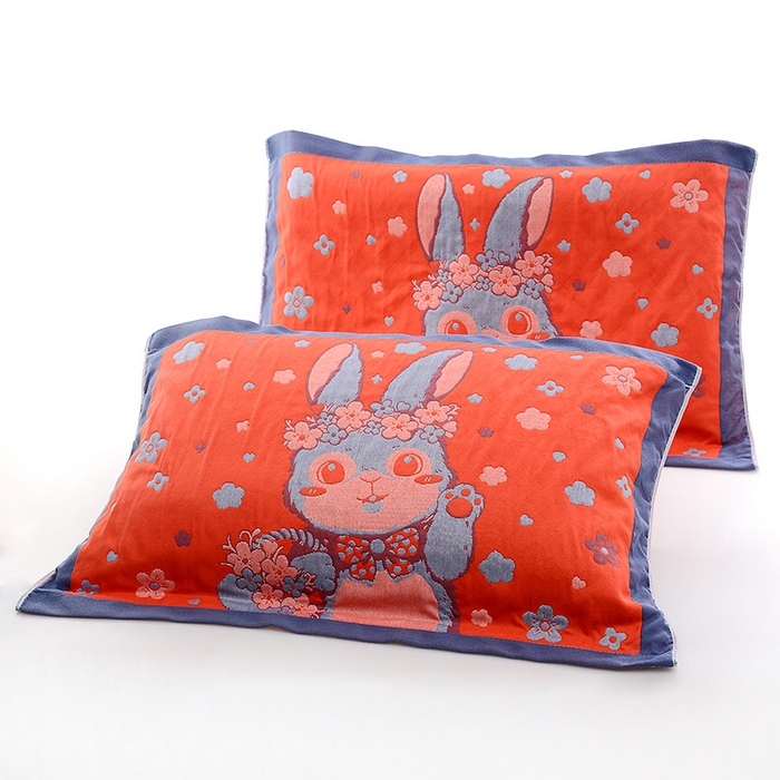 彩虹毛巾2025新款直播跑量卡通枕巾三层纱布枕巾纯棉盖巾枕头巾隔脏枕套提花色织枕巾一对装 卡通风15