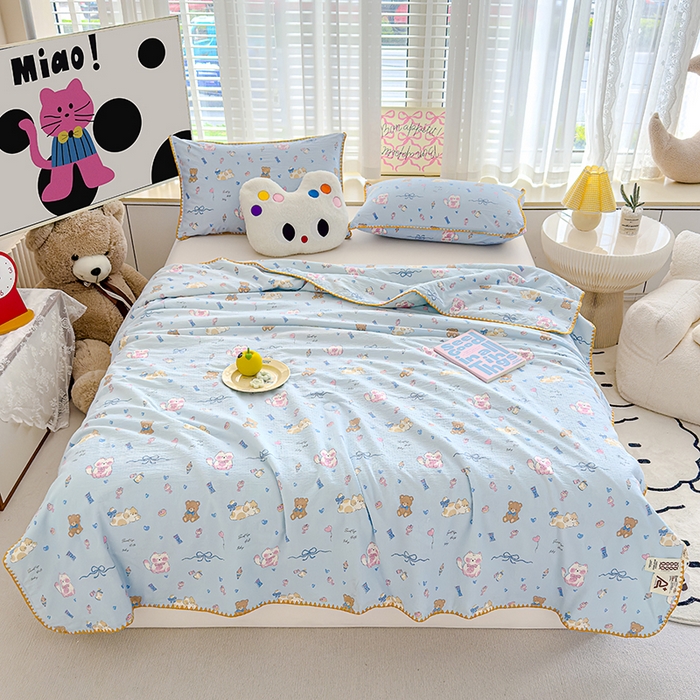 91家纺网 家纺一手货源 找家纺 星巴k家纺 2025新款贝壳绣三角针花边工艺款贝壳边夏被夏凉被空调被四件套【可提供买家秀】 小猫时光