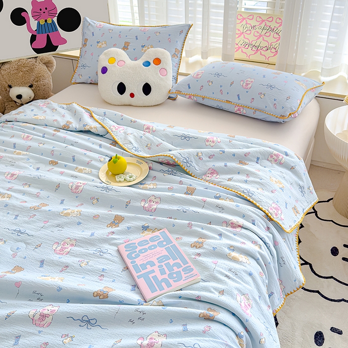 91家纺网 家纺一手货源 找家纺 星巴k家纺 2025新款贝壳绣三角针花边工艺款贝壳边夏被夏凉被空调被四件套【可提供买家秀】 小猫时光