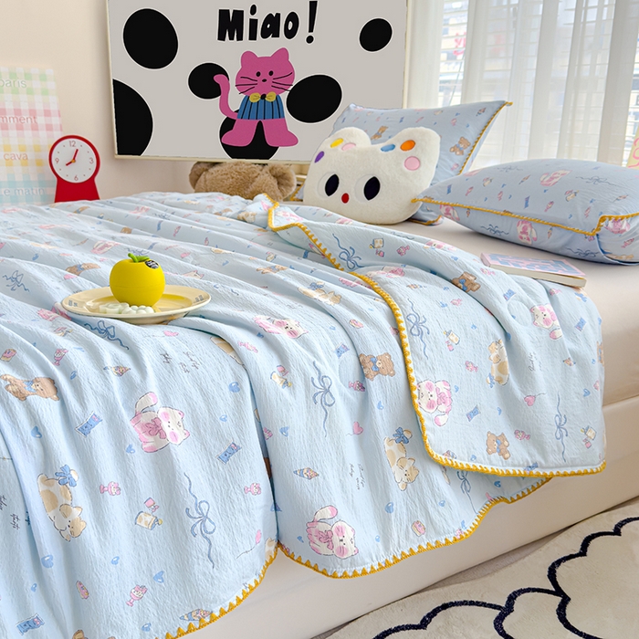 91家纺网 家纺一手货源 找家纺 星巴k家纺 2025新款贝壳绣三角针花边工艺款贝壳边夏被夏凉被空调被四件套【可提供买家秀】 小猫时光