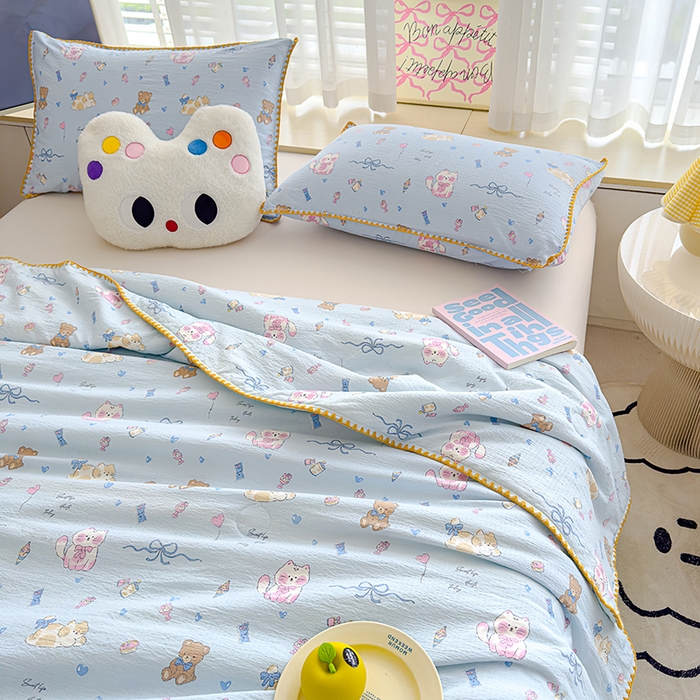 91家纺网 家纺一手货源 找家纺 星巴k家纺 2025新款贝壳绣三角针花边工艺款贝壳边夏被夏凉被空调被四件套【可提供买家秀】 小猫时光