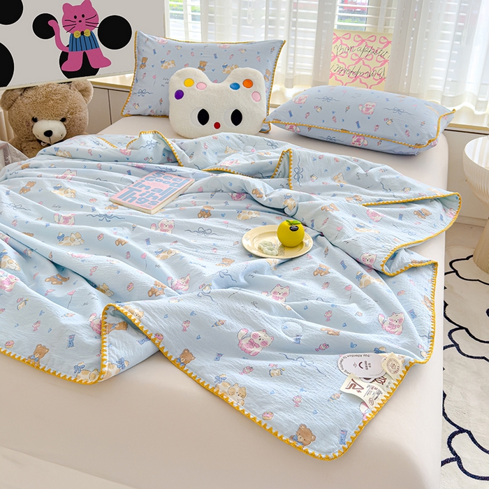 91家纺网 家纺一手货源 找家纺 星巴k家纺 2025新款贝壳绣三角针花边工艺款贝壳边夏被夏凉被空调被四件套【可提供买家秀】 小猫时光