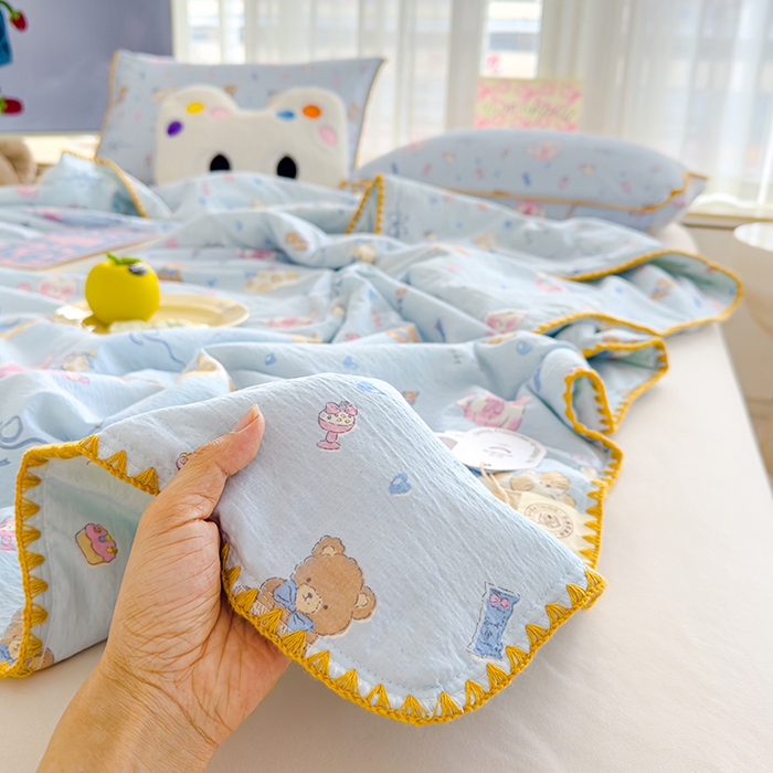 91家纺网 家纺一手货源 找家纺 星巴k家纺 2025新款贝壳绣三角针花边工艺款贝壳边夏被夏凉被空调被四件套【可提供买家秀】 小猫时光