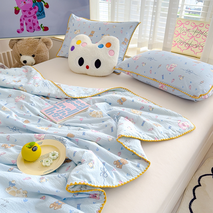 91家纺网 家纺一手货源 找家纺 星巴k家纺 2025新款贝壳绣三角针花边工艺款贝壳边夏被夏凉被空调被四件套【可提供买家秀】 小猫时光