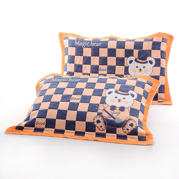 彩虹毛巾2025新款直播跑量卡通枕巾三层纱布枕巾纯棉盖巾枕头巾隔脏枕套提花色织枕巾一对装 卡通风11