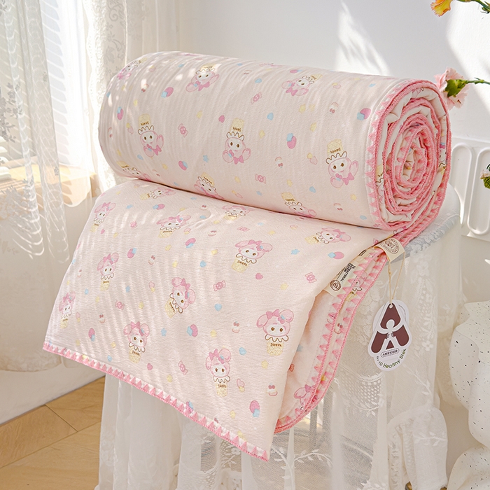 91家纺网 家纺一手货源 找家纺 星巴k家纺 2025新款贝壳绣三角针花边工艺款贝壳边夏被夏凉被空调被四件套【可提供买家秀】 小美冰淇淋