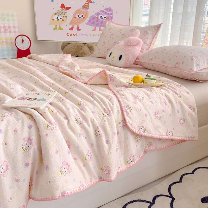 91家纺网 家纺一手货源 找家纺 星巴k家纺 2025新款贝壳绣三角针花边工艺款贝壳边夏被夏凉被空调被四件套【可提供买家秀】 小美冰淇淋