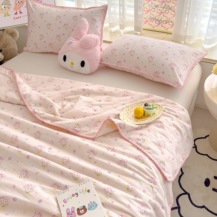 91家纺网 家纺一手货源 找家纺 星巴k家纺 2025新款贝壳绣三角针花边工艺款贝壳边夏被夏凉被空调被四件套【可提供买家秀】 小美冰淇淋