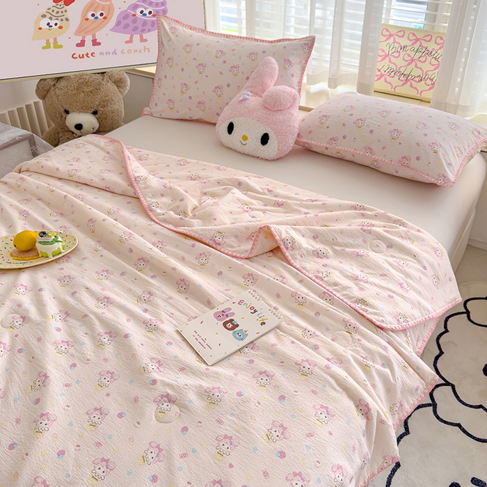 91家纺网 家纺一手货源 找家纺 星巴k家纺 2025新款贝壳绣三角针花边工艺款贝壳边夏被夏凉被空调被四件套【可提供买家秀】 小美冰淇淋