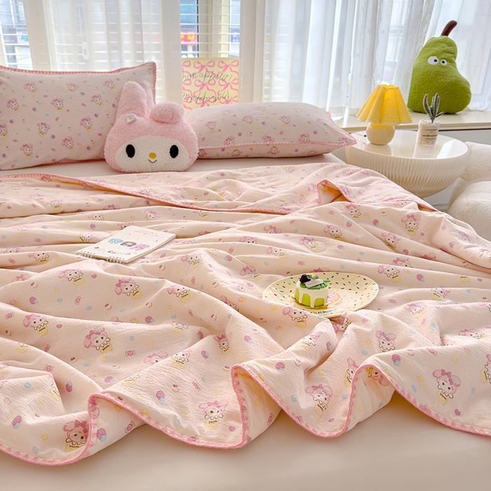 91家纺网 家纺一手货源 找家纺 星巴k家纺 2025新款贝壳绣三角针花边工艺款贝壳边夏被夏凉被空调被四件套【可提供买家秀】 小美冰淇淋