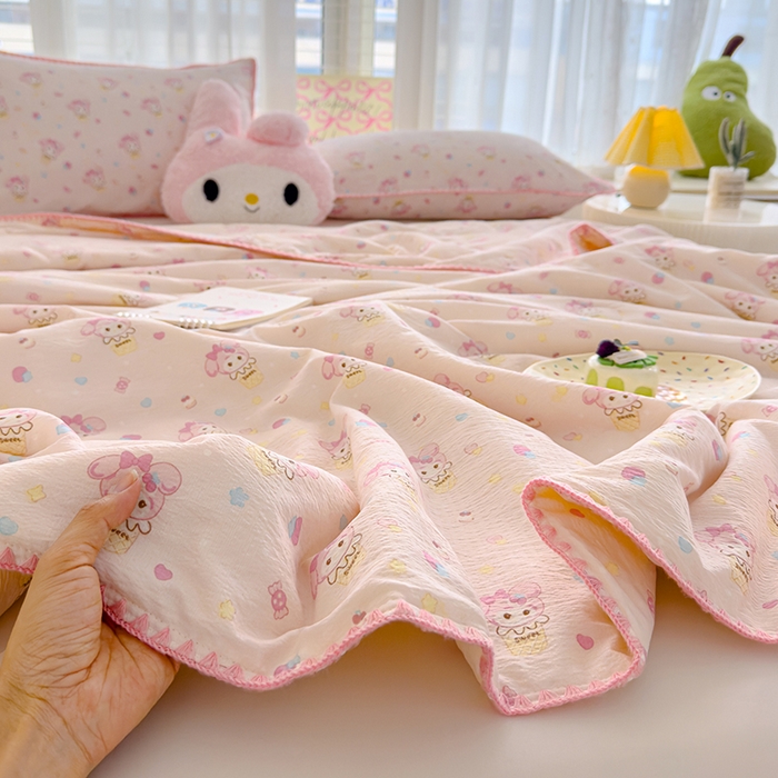 91家纺网 家纺一手货源 找家纺 星巴k家纺 2025新款贝壳绣三角针花边工艺款贝壳边夏被夏凉被空调被四件套【可提供买家秀】 小美冰淇淋