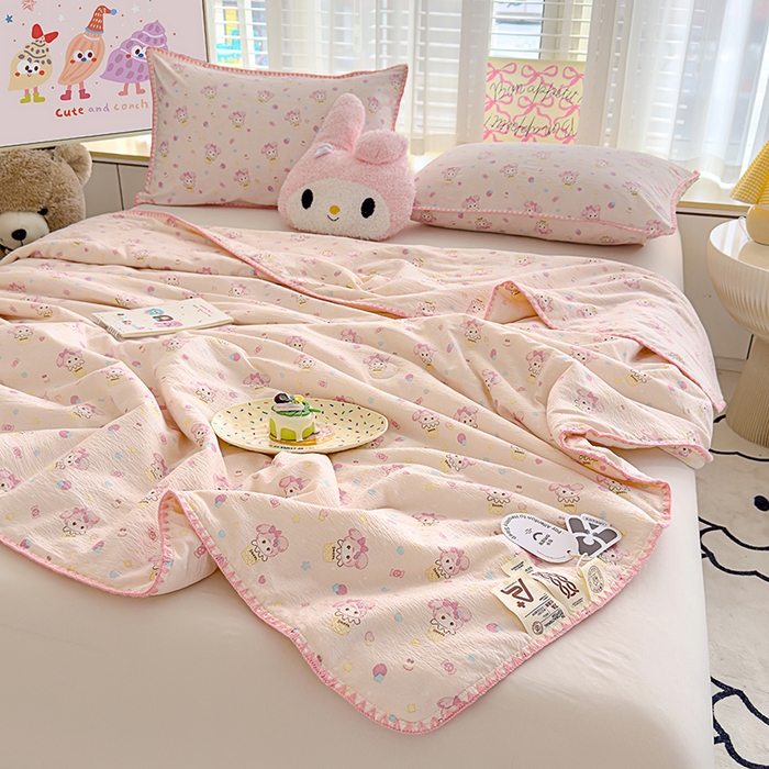 91家纺网 家纺一手货源 找家纺 星巴k家纺 2025新款贝壳绣三角针花边工艺款贝壳边夏被夏凉被空调被四件套【可提供买家秀】 小美冰淇淋