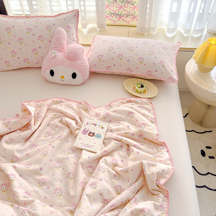 91家纺网 家纺一手货源 找家纺 星巴k家纺 2025新款贝壳绣三角针花边工艺款贝壳边夏被夏凉被空调被四件套【可提供买家秀】 小美冰淇淋