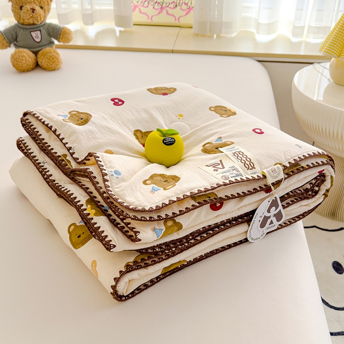 星巴k家纺 2025新款贝壳绣三角针花边工艺款贝壳边夏被夏凉被空调被四件套【可提供买家秀】 樱桃小熊