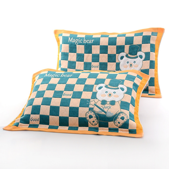 彩虹毛巾2025新款直播跑量卡通枕巾三层纱布枕巾纯棉盖巾枕头巾隔脏枕套提花色织枕巾一对装 卡通风12