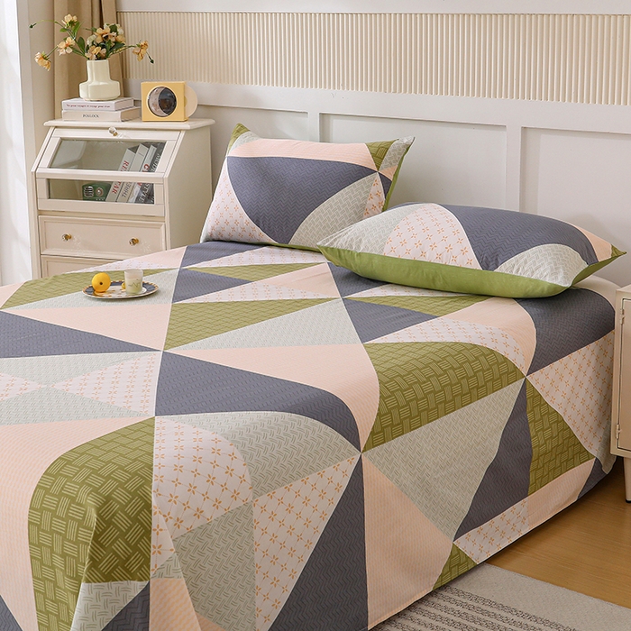 91家纺网 家纺一手货源 找家纺 宇彬家纺 2025直播新款13070全棉纯棉印花双人单床单枕套三件套喷气小清新简约学生被单 伯爵