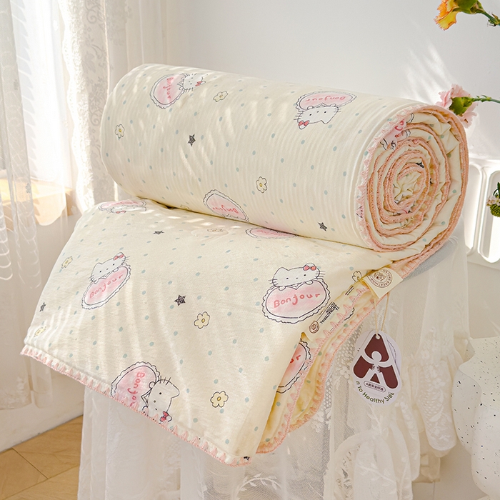 91家纺网 家纺一手货源 找家纺 （总）星巴k家纺 2025新款贝壳绣三角针花边工艺款贝壳边夏被夏凉被空调被四件套【可提供买家秀】