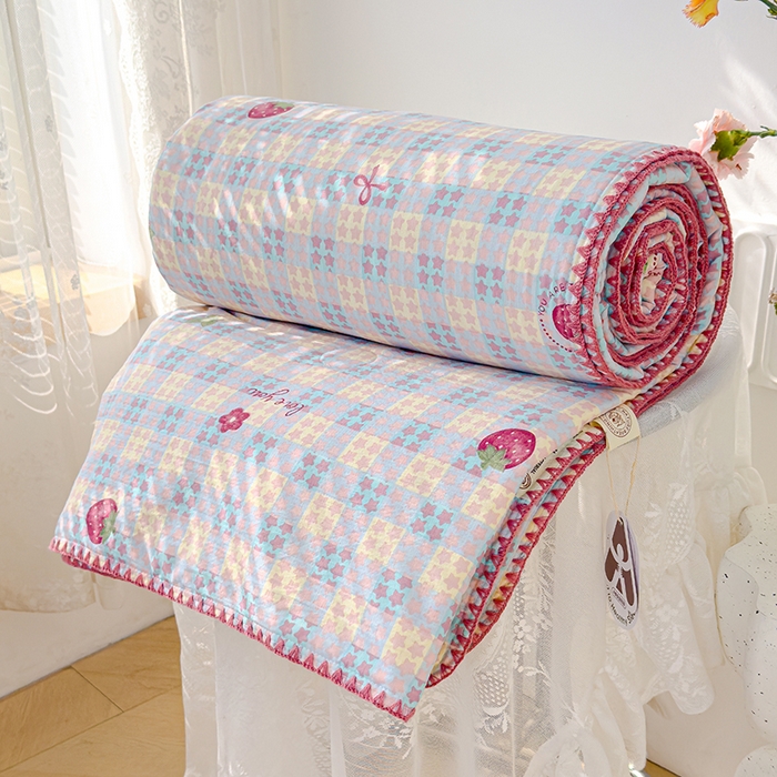 91家纺网 家纺一手货源 找家纺 （总）星巴k家纺 2025新款贝壳绣三角针花边工艺款贝壳边夏被夏凉被空调被四件套【可提供买家秀】