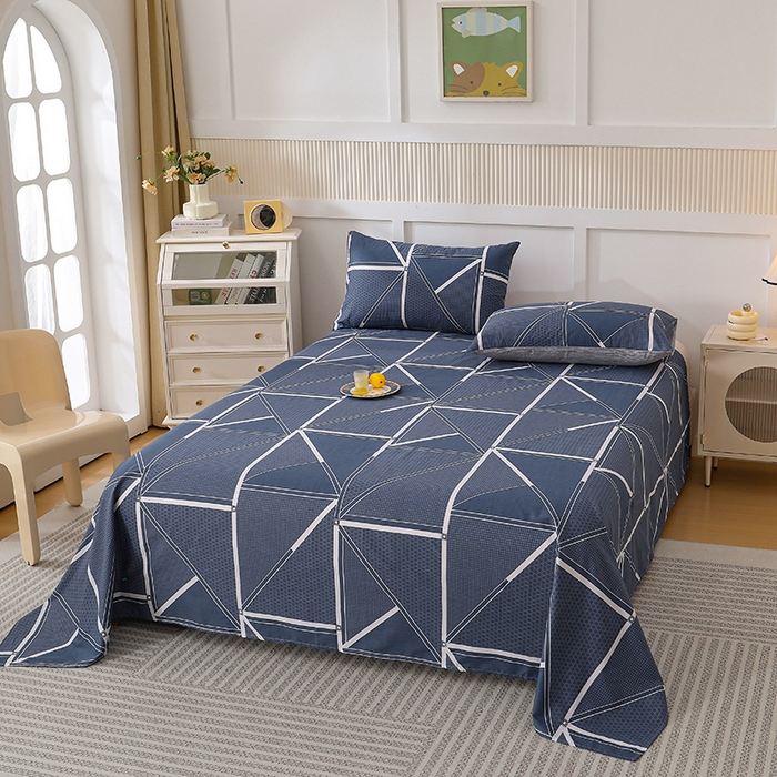 91家纺网 家纺一手货源 找家纺 宇彬家纺 2025直播新款13070全棉纯棉印花双人单床单枕套三件套喷气小清新简约学生被单 空间