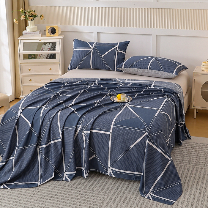 91家纺网 家纺一手货源 找家纺 宇彬家纺 2025直播新款13070全棉纯棉印花双人单床单枕套三件套喷气小清新简约学生被单 空间