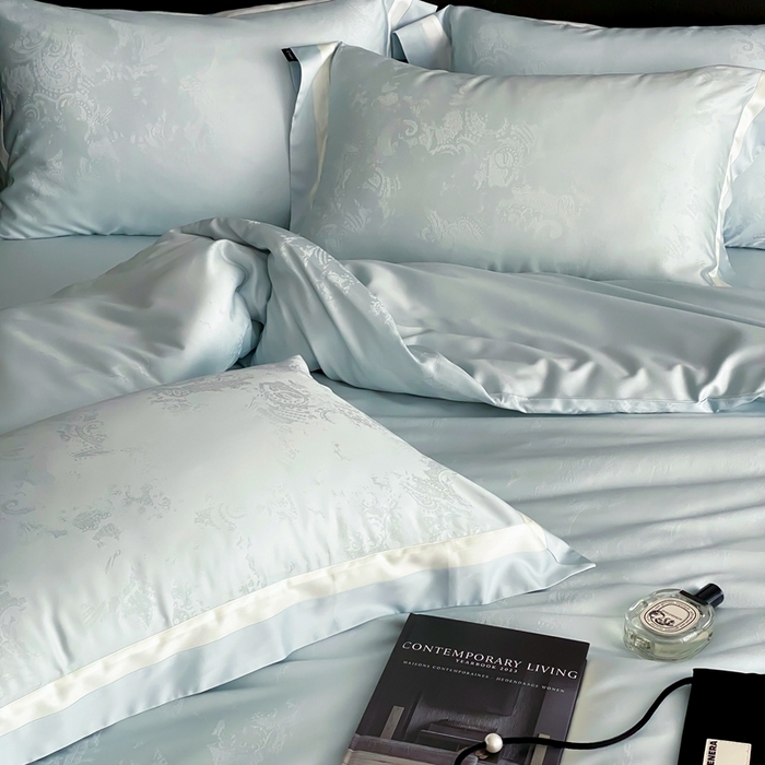 91家纺网 家纺一手货源 找家纺 馨蕊2025新款天丝棉青黛四件套 青黛-北卡蓝