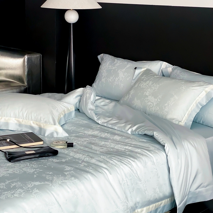 91家纺网 家纺一手货源 找家纺 馨蕊2025新款天丝棉青黛四件套 青黛-北卡蓝