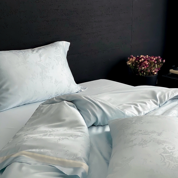 91家纺网 家纺一手货源 找家纺 馨蕊2025新款天丝棉青黛四件套 青黛-北卡蓝