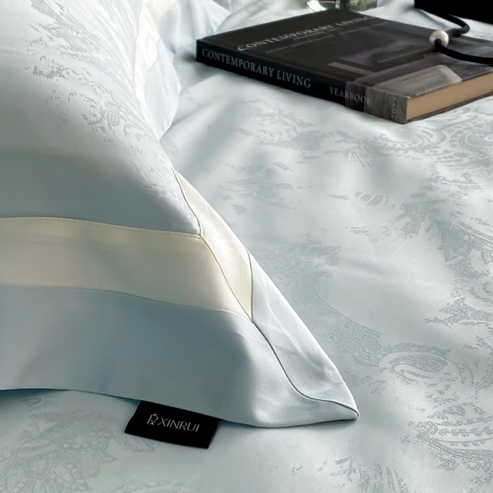 91家纺网 家纺一手货源 找家纺 馨蕊2025新款天丝棉青黛四件套 青黛-北卡蓝