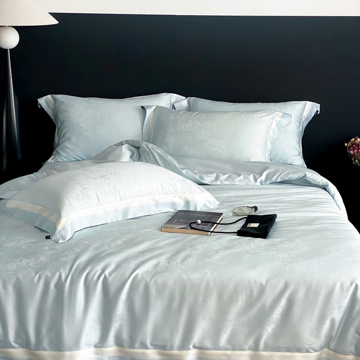 91家纺网 家纺一手货源 找家纺 馨蕊2025新款天丝棉青黛四件套 青黛-北卡蓝