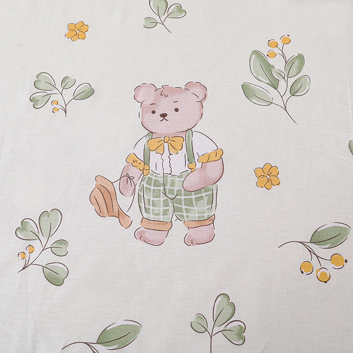 91家纺网 家纺一手货源 找家纺 宇彬家纺 2025直播新款13070全棉纯棉印花双人单床单枕套三件套喷气小清新简约学生被单 米粒熊