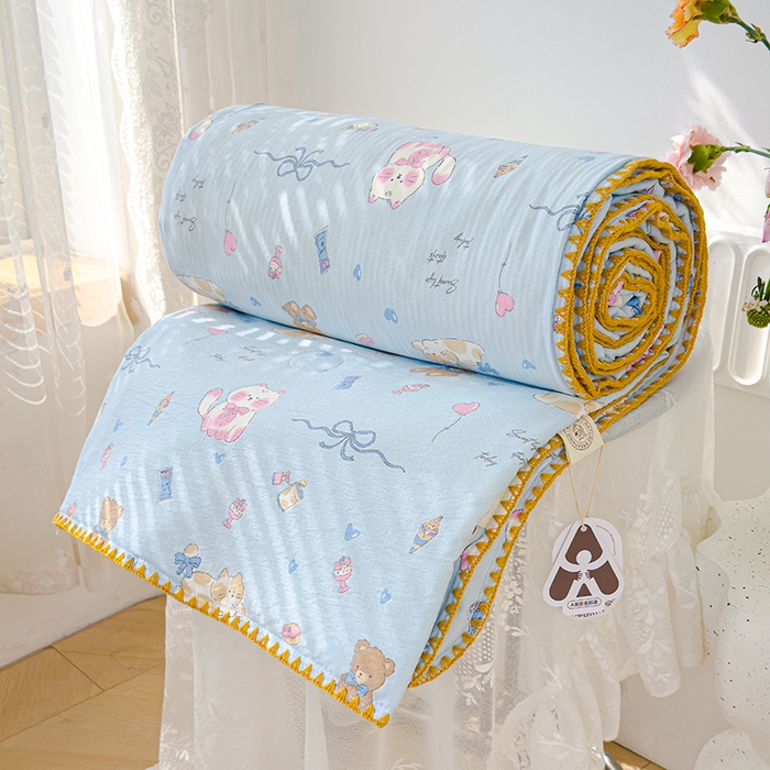 91家纺网 家纺一手货源 找家纺 （总）星巴k家纺 2025新款贝壳绣三角针花边工艺款贝壳边夏被夏凉被空调被四件套【可提供买家秀】