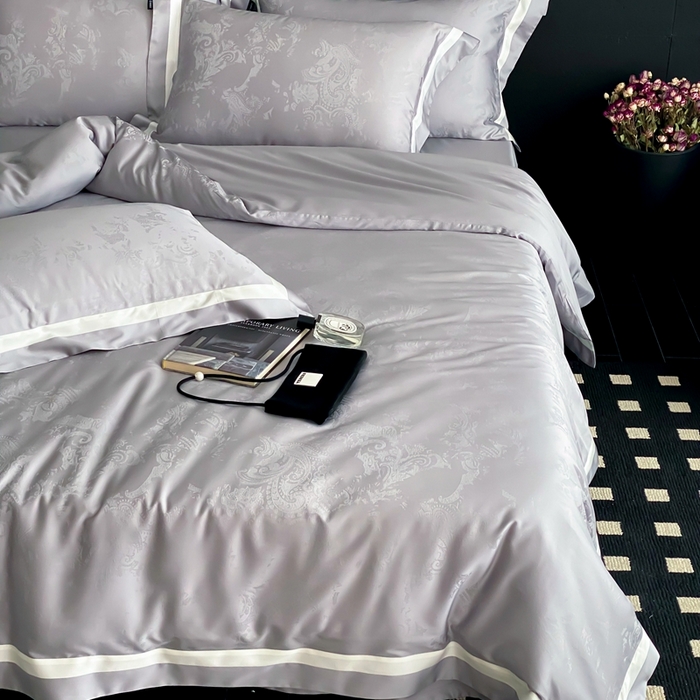 91家纺网 家纺一手货源 找家纺 馨蕊2025新款天丝棉青黛四件套 青黛-高级灰