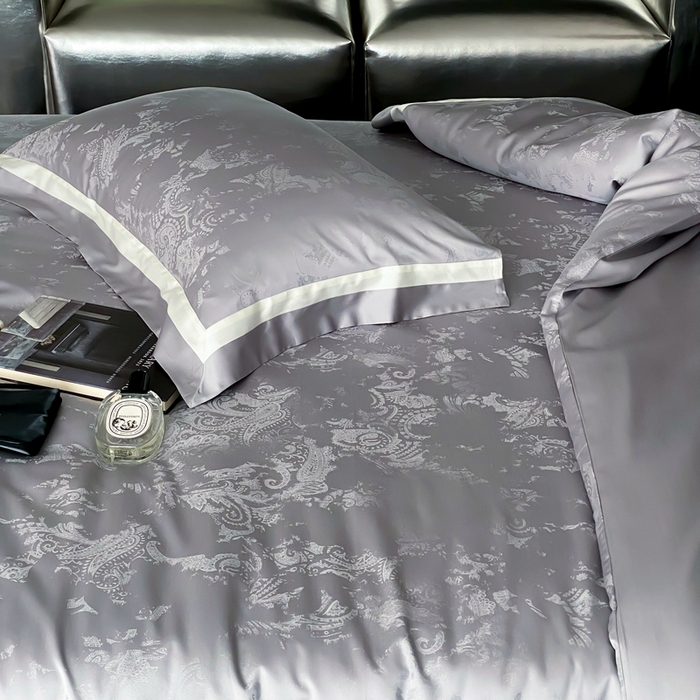 91家纺网 家纺一手货源 找家纺 馨蕊2025新款天丝棉青黛四件套 青黛-高级灰