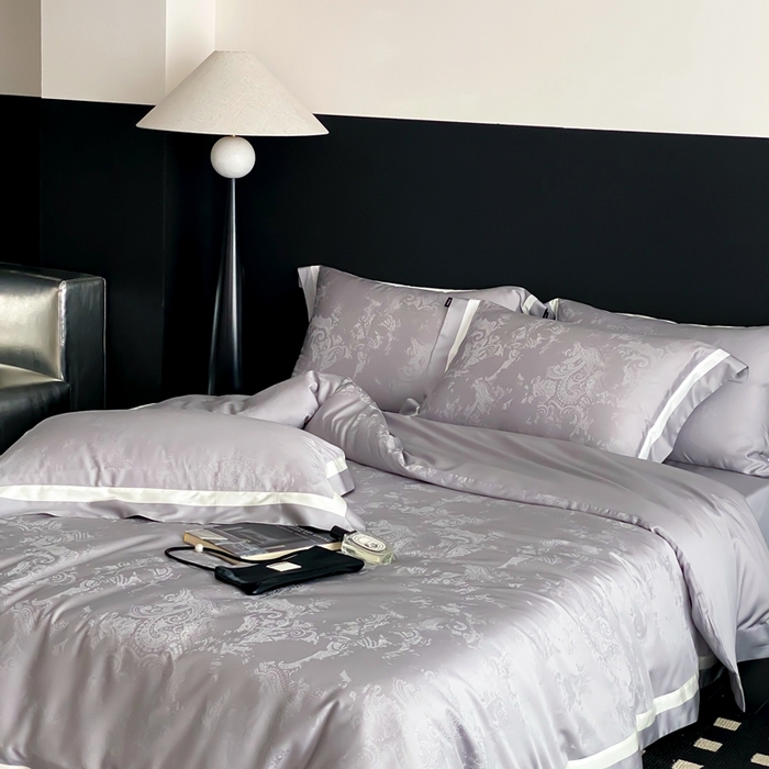 91家纺网 家纺一手货源 找家纺 馨蕊2025新款天丝棉青黛四件套 青黛-高级灰