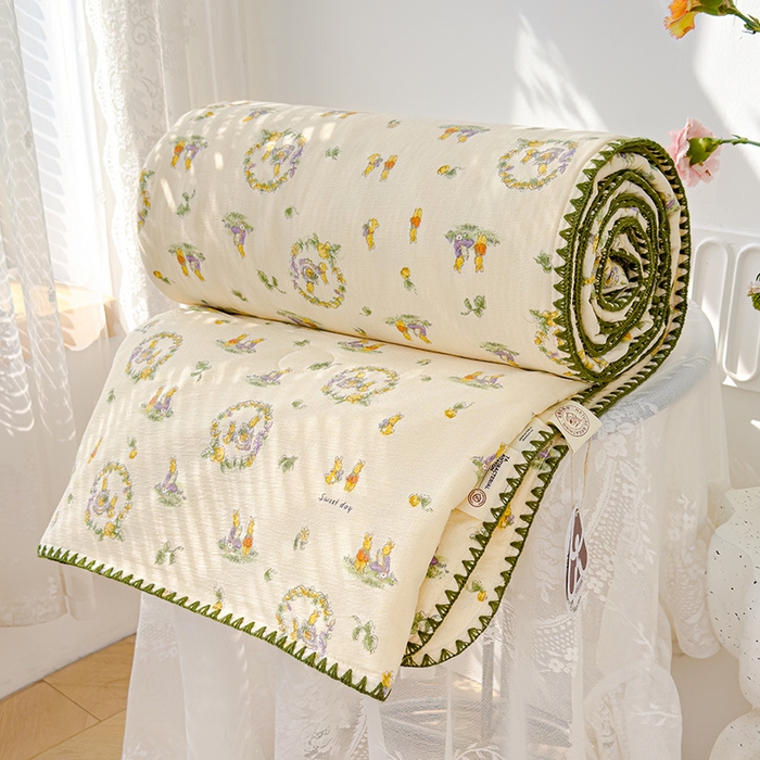 91家纺网 家纺一手货源 找家纺 （总）星巴k家纺 2025新款贝壳绣三角针花边工艺款贝壳边夏被夏凉被空调被四件套【可提供买家秀】