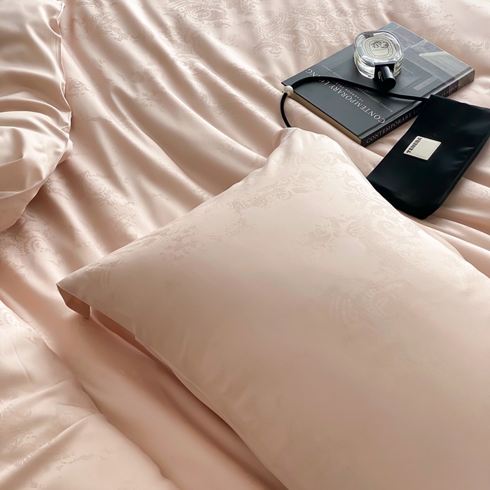 91家纺网 家纺一手货源 找家纺 馨蕊2025新款天丝棉青黛四件套 青黛-蔷薇粉