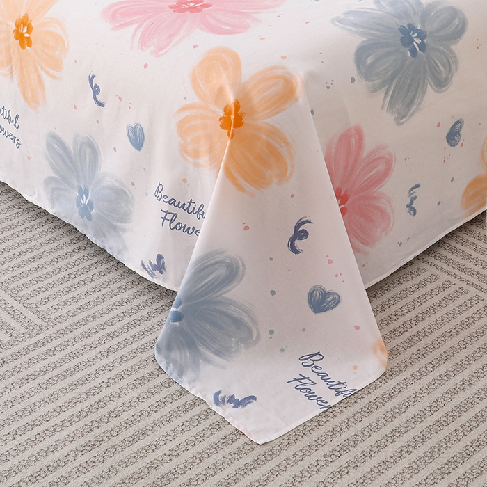 91家纺网 家纺一手货源 找家纺 宇彬家纺 2025直播新款13070全棉纯棉印花双人单床单枕套三件套喷气小清新简约学生被单 慕夏