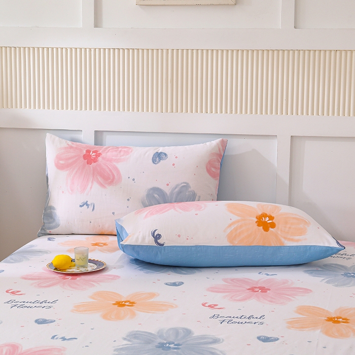 91家纺网 家纺一手货源 找家纺 宇彬家纺 2025直播新款13070全棉纯棉印花双人单床单枕套三件套喷气小清新简约学生被单 慕夏