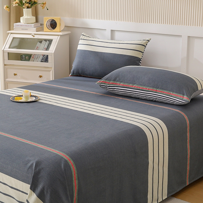 91家纺网 家纺一手货源 找家纺 宇彬家纺 2025直播新款13070全棉纯棉印花双人单床单枕套三件套喷气小清新简约学生被单 绅士